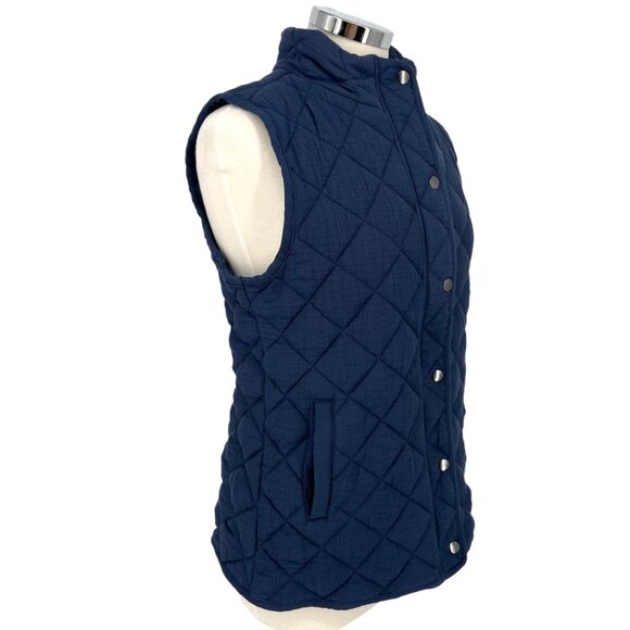 Market & Spruce Diamond Quilted Sleeveless Vest Navy Blue Size Medium NWT - Picture 4 of 11